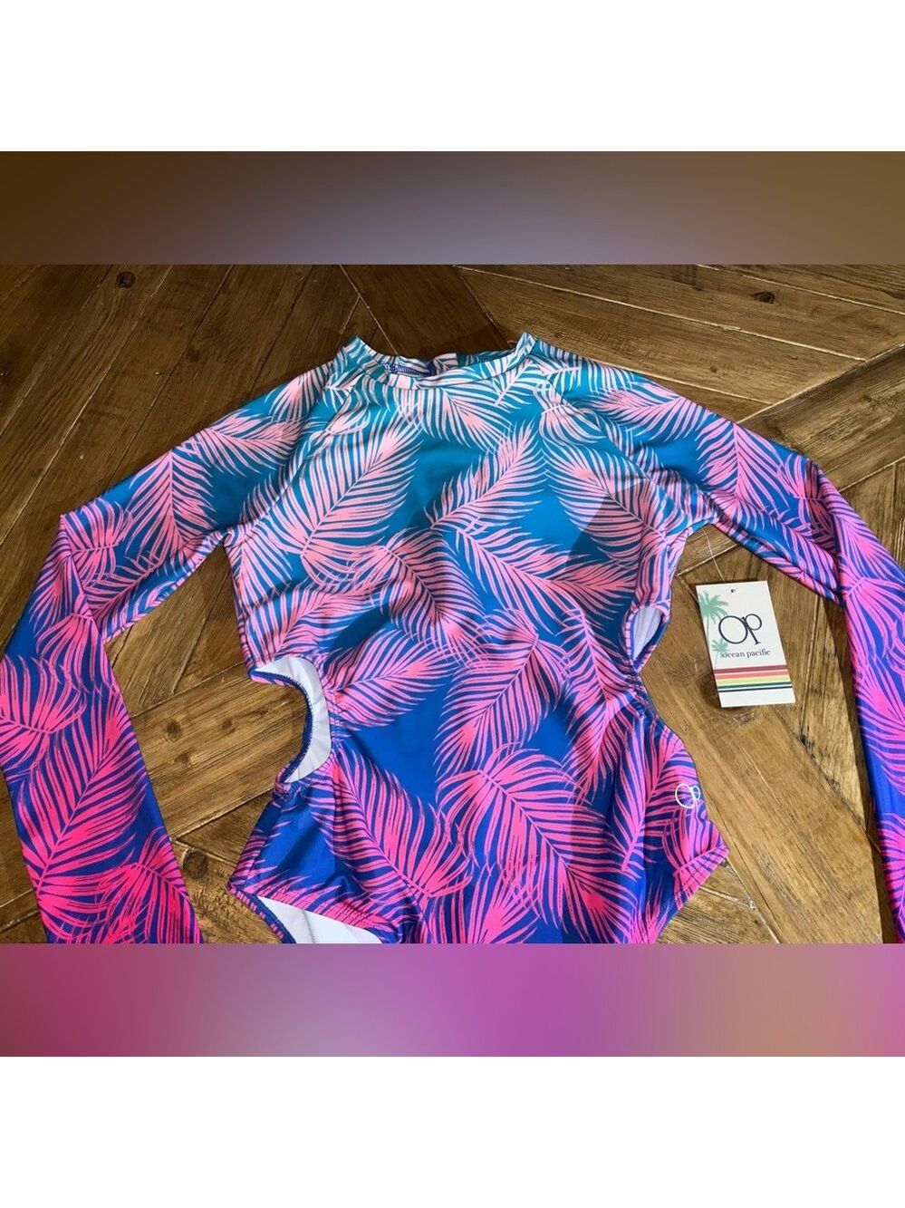 OP Ocean Pacific one piece rash guard with cut out sides - size large - NWT - Picture 5 of 10